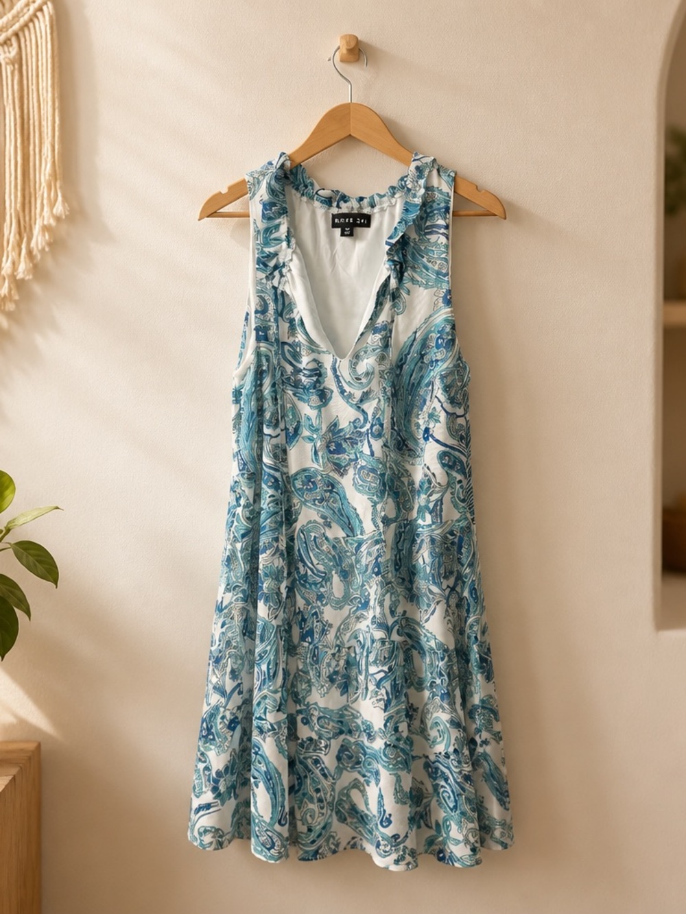 Harper Teal and White Paisley Midi Dress - Picture 2 of 3